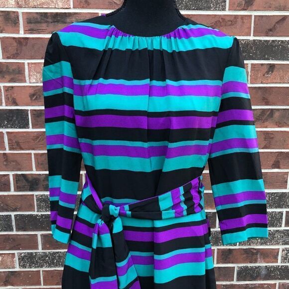 NWT Tegan 100% Silk Striped Dress Size 8 - Picture 6 of 10